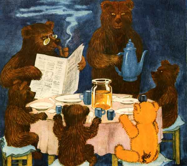 Медведи пьют чай, картинка