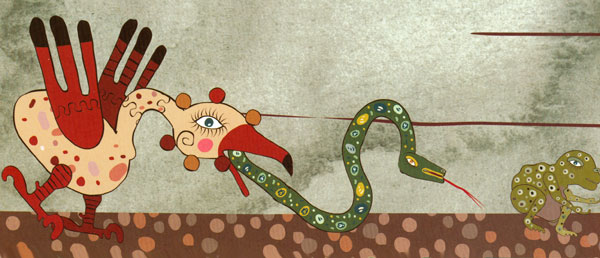змея в ястребе, иллюстрация