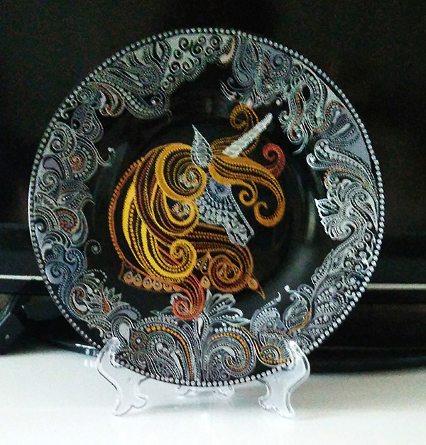 Декоративная тарелка Единорог, фото